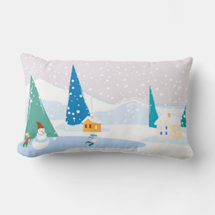 Cojín Lumbar Ilustracion panorámico, vector, maravilloso invier