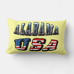 Cojín Lumbar Imagen de Alabama y fuente de bandera de Estados U