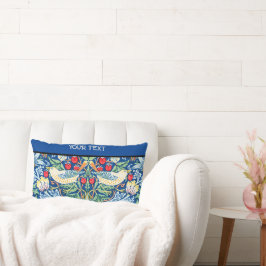 Cojín Lumbar Imagen de William Morris: Ladrón de fresa, azul