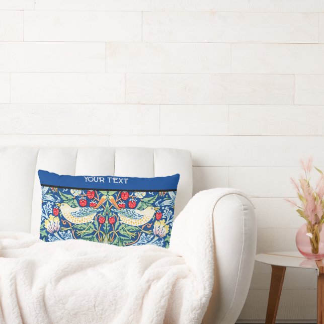 Cojín Lumbar Imagen de William Morris: Ladrón de fresa, azul (Sofá)