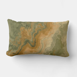 Cojín Lumbar Impresión amarilla de mostaza verde oliva de sabio