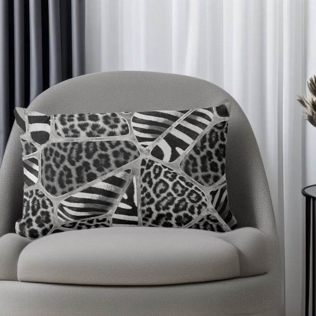 Cojín Lumbar Impresión animal - Leopardo y cebra - plata (Subido por el creador)