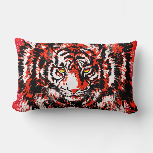 Cojín Lumbar Impresión de cabeza de tigre rojo (Anverso)