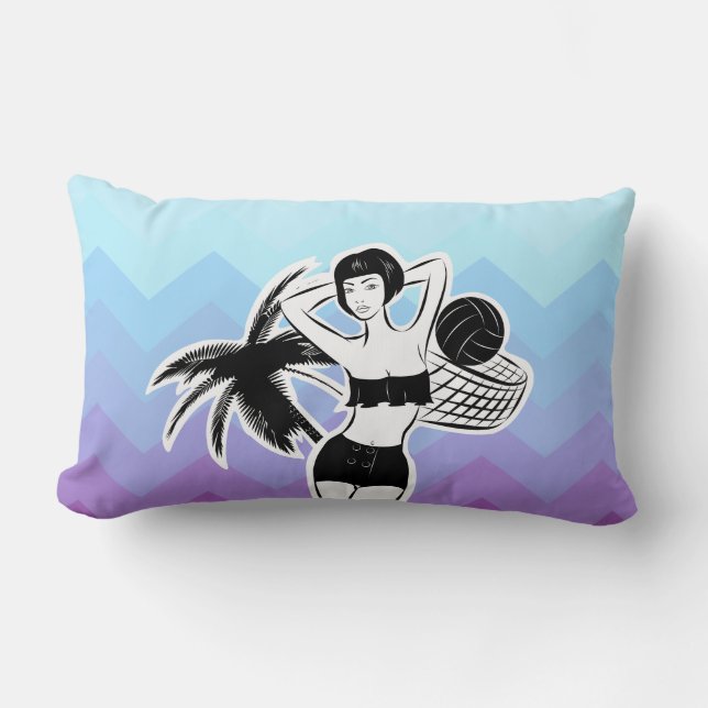 Cojín Lumbar Impresión de Chevron de Sunset Resort (Anverso)