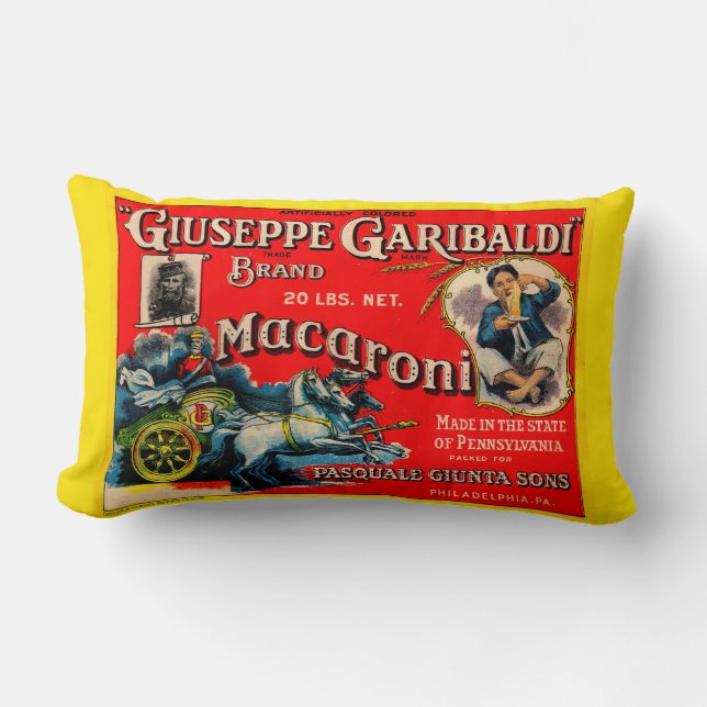 Cojín Lumbar Impresión de etiqueta de macarrones Giuseppe Garib (Anverso)