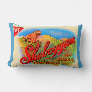 Cojín Lumbar Impresión de la etiqueta de cigarros de Sheboygan