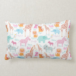 Cojín Lumbar Impresión del cuarto de niños de los animales del