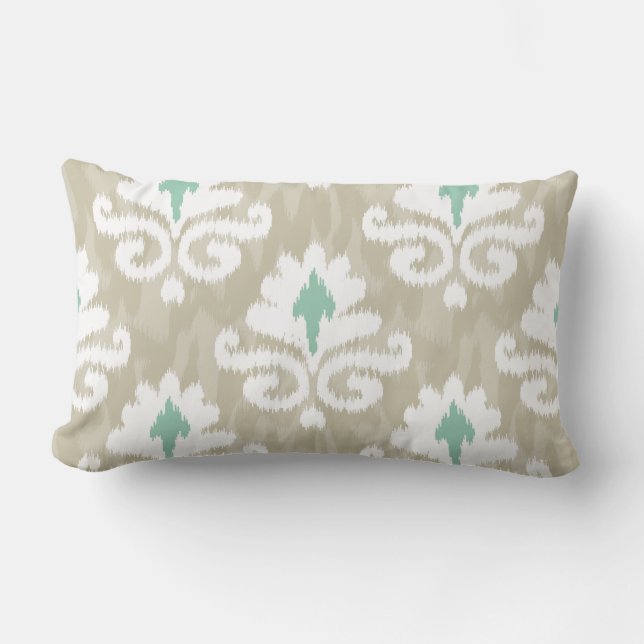 Cojín Lumbar Impresión étnica de Boho de la turquesa verde (Anverso)