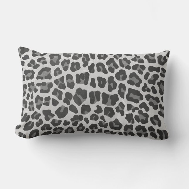 Cojín Lumbar Impresión gris y gris clara del leopardo (Anverso)