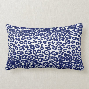 Cojín Lumbar Impresión moderna de leopardo blanco y azul marin