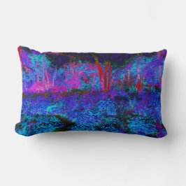 Cojín Lumbar Impresionante paisaje azul oscuro y jardín rojo
