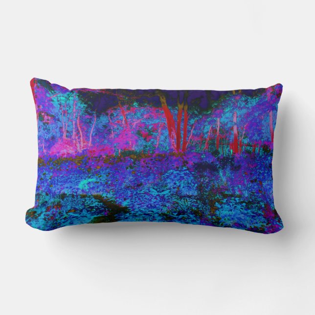 Cojín Lumbar Impresionante paisaje azul oscuro y jardín rojo (Anverso)