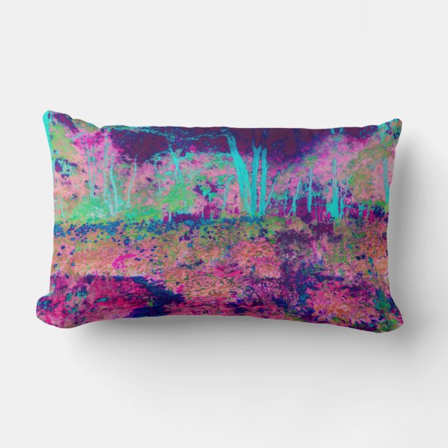 Cojín Lumbar Impresionante paisaje morado y rosa caliente (Anverso)