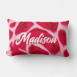 Cojín Lumbar Impreso Animal Leopardo Rojo Rosa Chic Femenino Pe