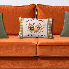 Cojín Lumbar In All Things Give Thanks Autumn Floral