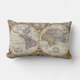 Cojín Lumbar Increíbles Mapas antiguos del mundo Vintage