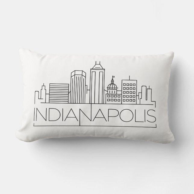 Cojín Lumbar Indianápolis, Indiana Skyline Lumbar Pillow (Anverso)