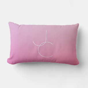Cojín Lumbar Iniciales superpuestas modernas 2 Rosa Ómbré