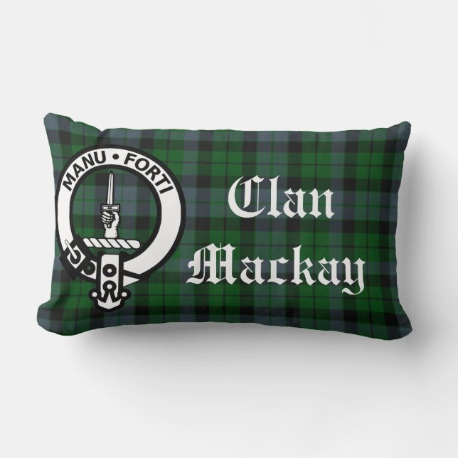 Cojín Lumbar Insignia Escudo Clan Mackay y Tartán (Anverso)