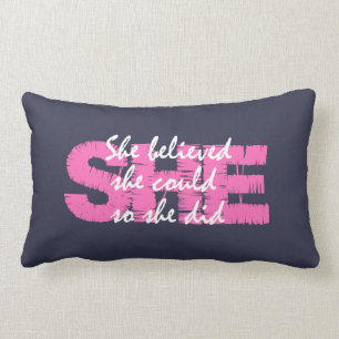 Cojín Lumbar Inspiradora Cita Girly; Creía Que Podía