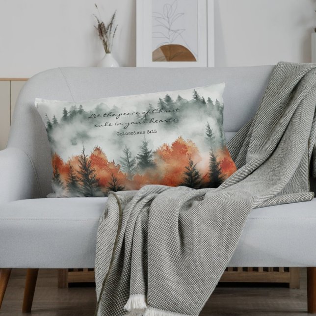 Cojín Lumbar Inspirational Bible Verse Colossians 3:15 Nature  (Subido por el creador)