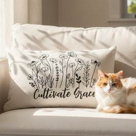 Cojín Lumbar Inspirational Throw Pillow - Cultivate Grace Flora