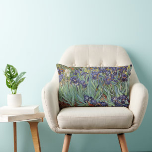 Cojín Lumbar Iris de Van Gogh Pintura Impresionista