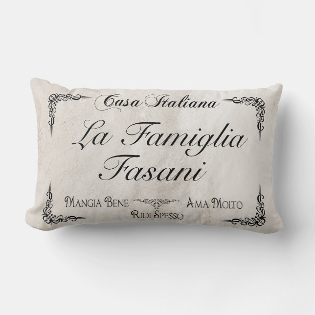 Cojín Lumbar Italian Family Pillow to Personalize Throw Pillow (Anverso)