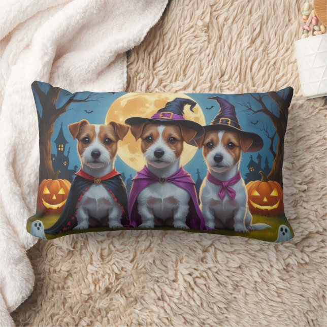 Cojín Lumbar Jack Russell Dogs Pumpkin Halloween Funny (Manta)