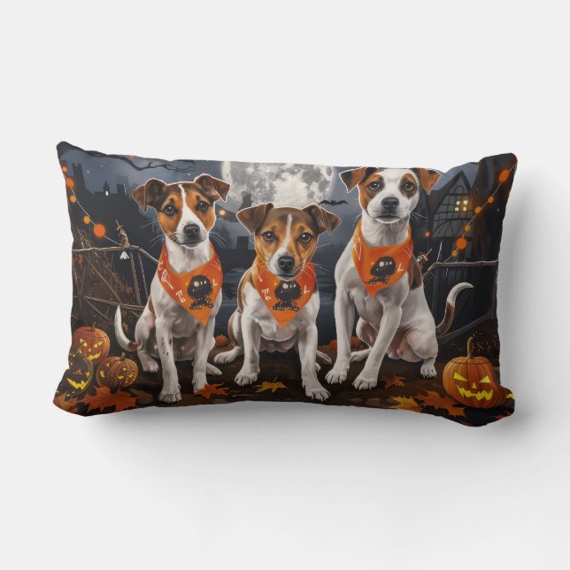 Cojín Lumbar Jack Russell Halloween Spooky (Reverso )