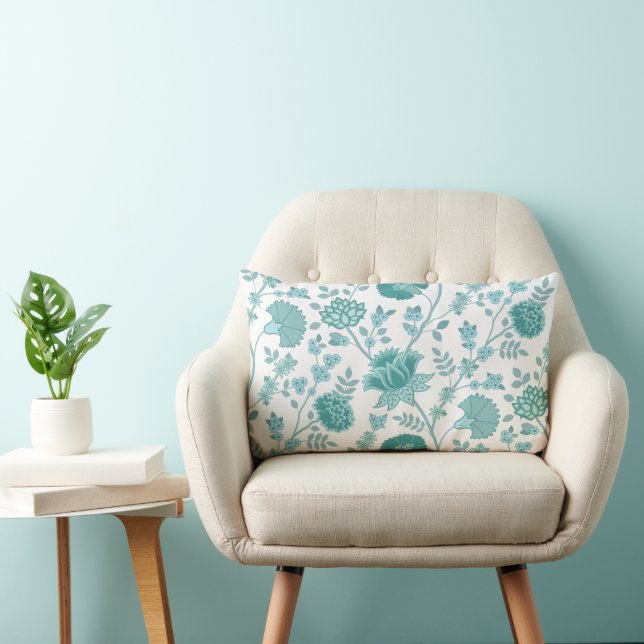 Cojín Lumbar Jacobean Floral Big Pattern en blanco (Silla)