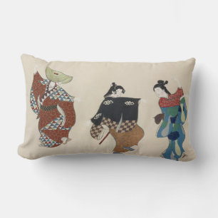 Cojín Lumbar japón pintando bailarinas tradicionales kimono