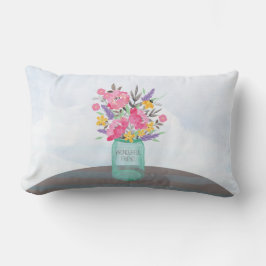 Cojín Lumbar Jar Jar Vase del Día de la Madre de Amigo con flor