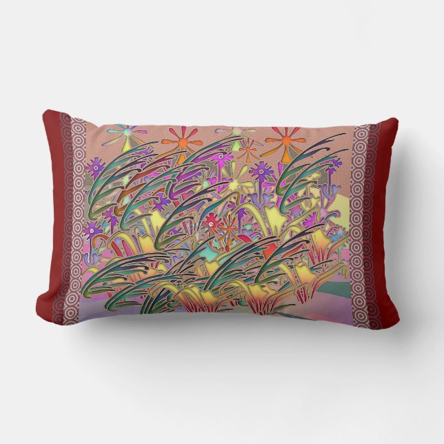 Cojín Lumbar Jardín de Flores Exóticas (Anverso)
