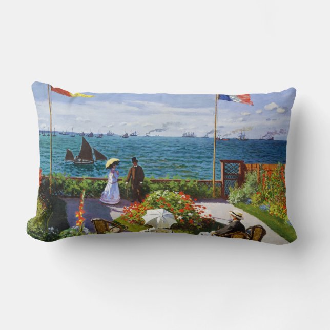 Cojín Lumbar Jardín en Sainte-Adresse, 1867 Claude Monet (Anverso)
