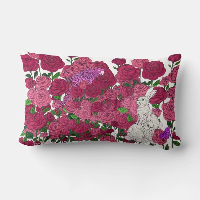 Cojín Lumbar Jardín Rosa (Reverso )
