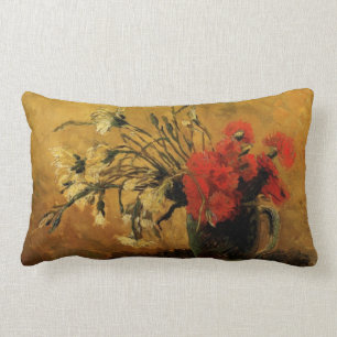 Cojín Lumbar jarrón con claveles rojos y blancos, van Gogh