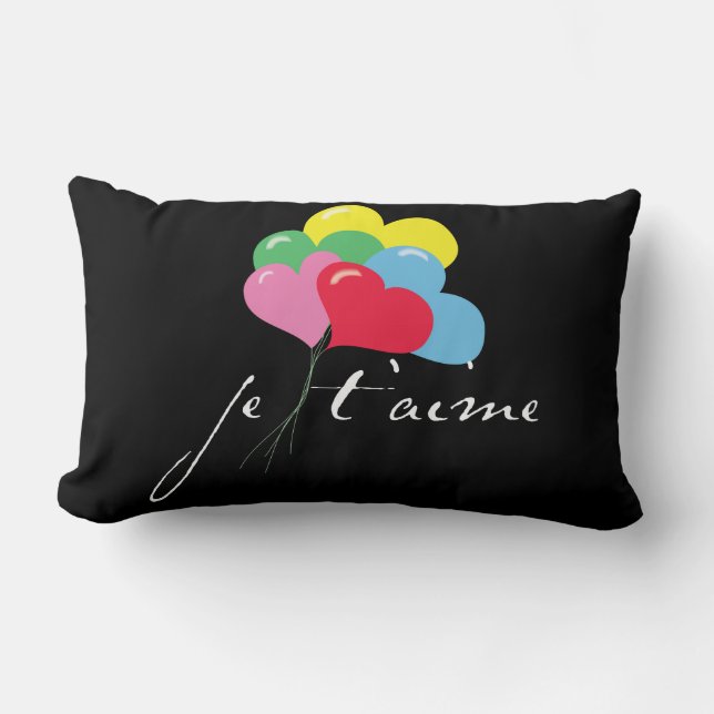 Cojín Lumbar Je' taime (te amo) (Anverso)