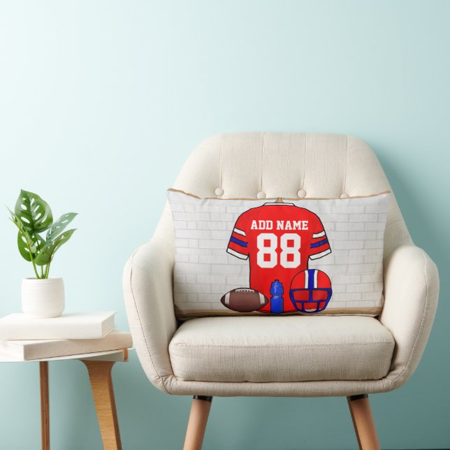 Cojín Lumbar Jersey de Fútbol Azul Blanco Rojo Personalizado (Silla)