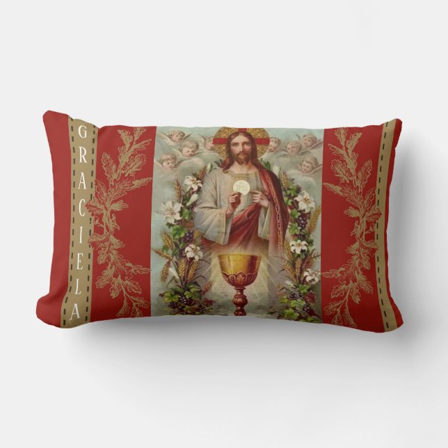 Cojín Lumbar Jesús Personalizado Primero Santa Comunión (Anverso)