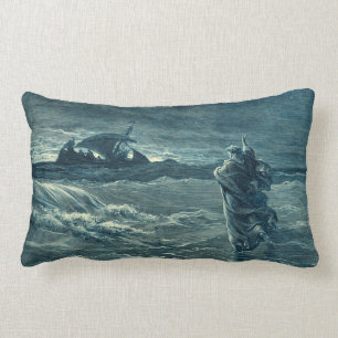 Cojín Lumbar Jesús que camina en la biblia del mar el