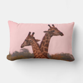 Cojín Lumbar jirafas con cielo rosa