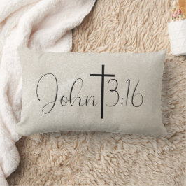 Cojín Lumbar John 3:16 Pillow Inspirador de Pearl Background