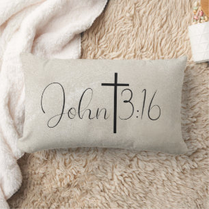 Cojín Lumbar John 3:16 Pillow Inspirador de Pearl Background