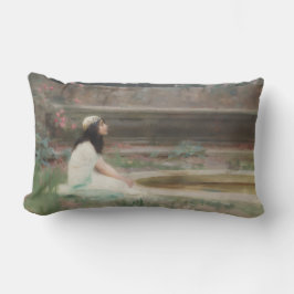 Cojín Lumbar Joven muchacha junto a una piscina (de Herbert Dra