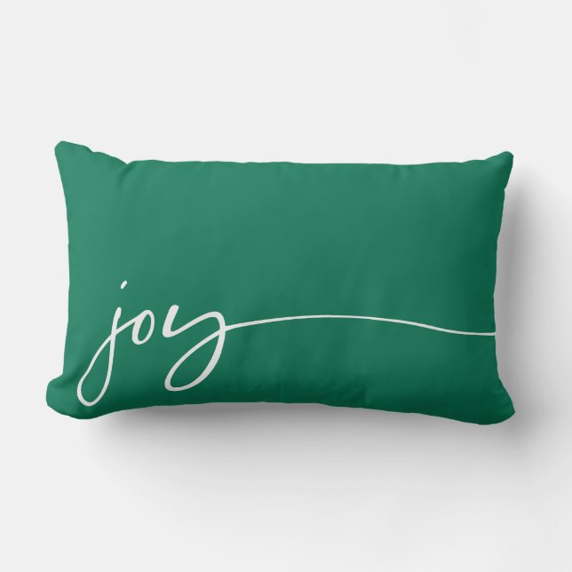 Cojín Lumbar Joy Emerald Green Elegant Simple Script (Anverso)