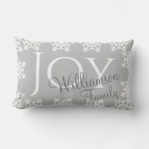 Cojín Lumbar JOY Navidades Familia Gray Gray White Snowflake