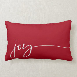 Cojín Lumbar Joy Red Elegant Script Typography Navidades