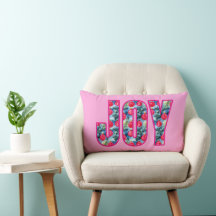 JOY Word Art en Fuchsia Rosa y Verde Verde azulado