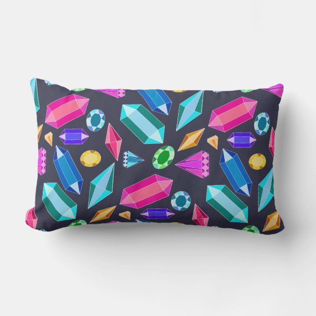 Cojín Lumbar Joyas brillantes del arcoiris a la moda (Anverso)